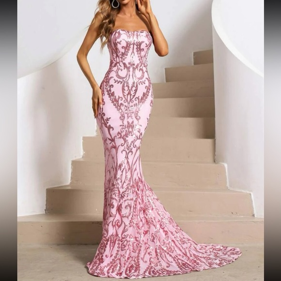 Luxe mermaid hem tube sequins dress